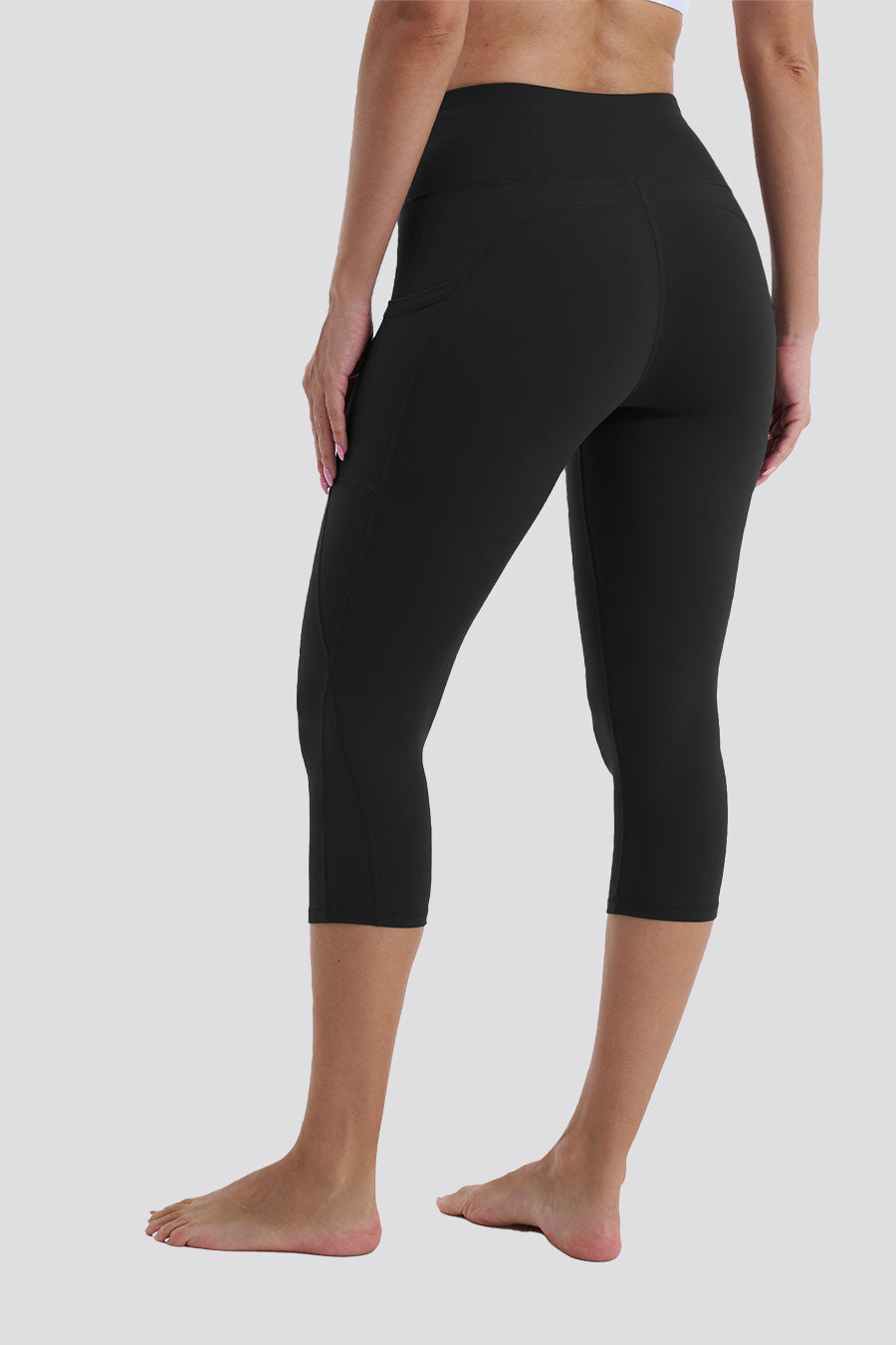 black capri leggings back view