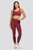 Women Workout Leggings Burgundy full view