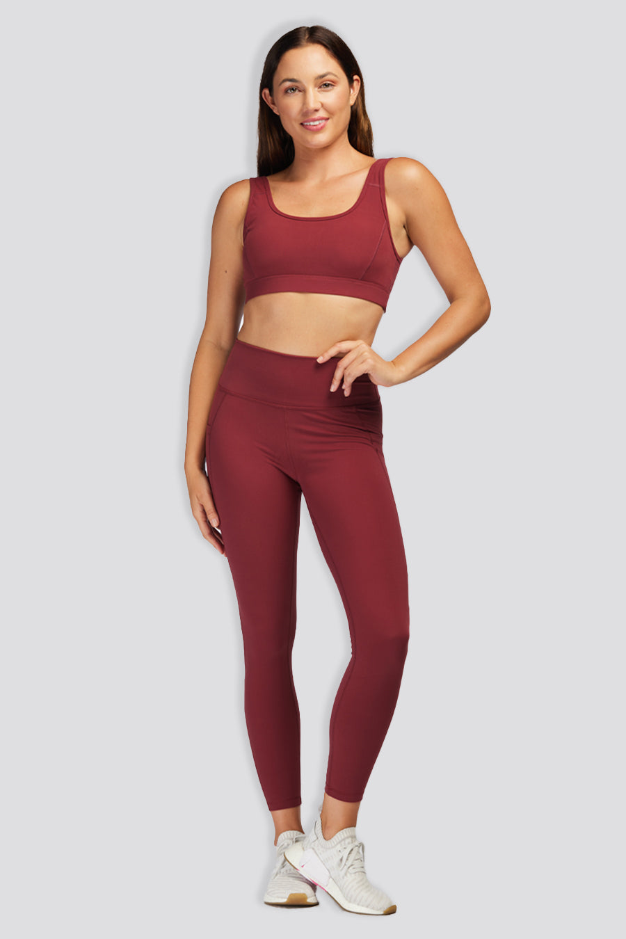 Women Workout Leggings Burgundy full view