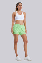 Women wearing 2 in 1 running shorts