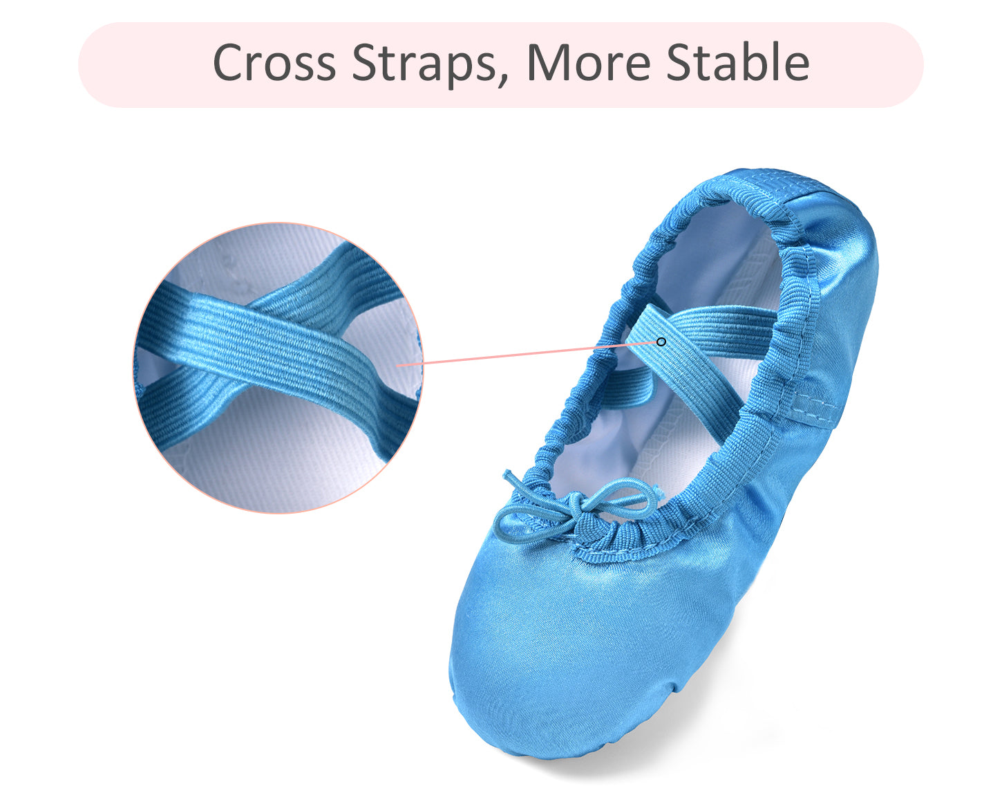 Blue ballet shoes straps detail