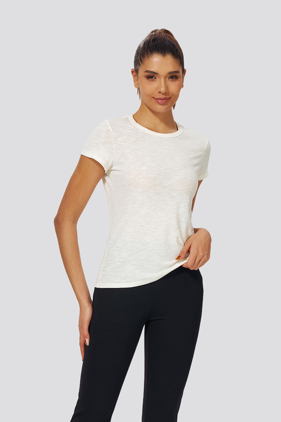 Crème womens cotton t-shirts front view 