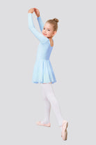 girls long sleeve dance dress blue side view