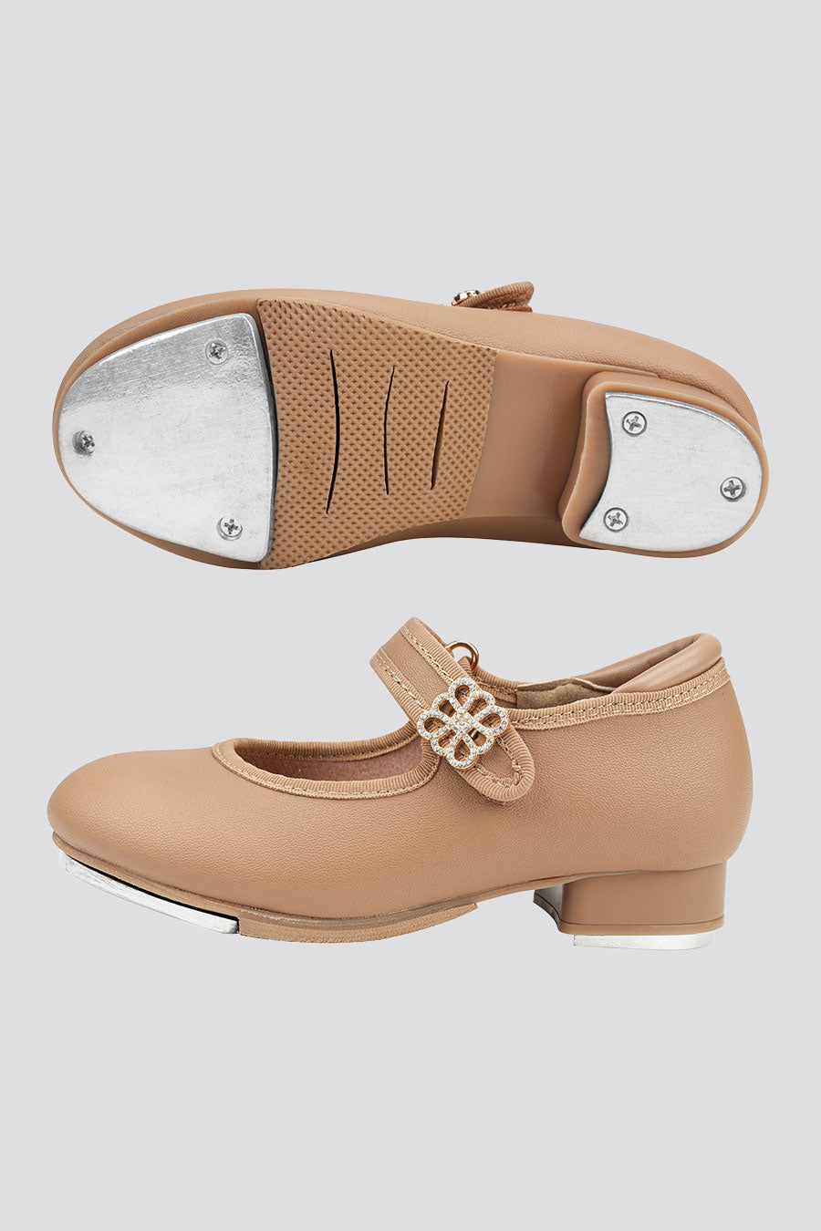 Tan tap shoes for girls side view