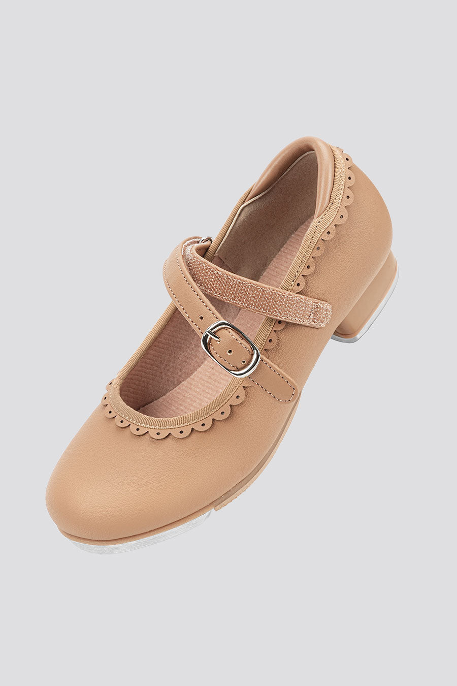 Girls Tan tap dance shoes detail