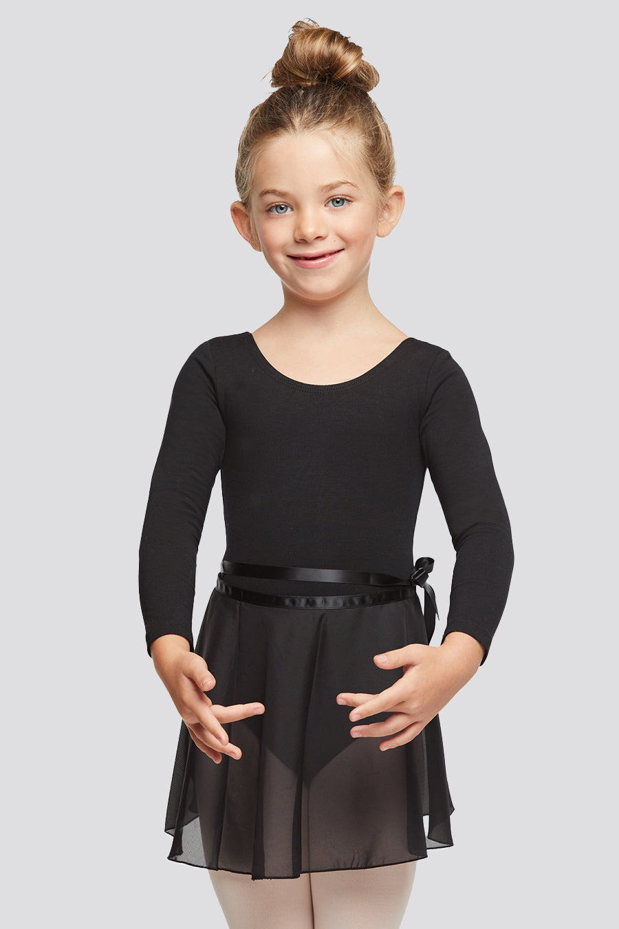 Full-body black toddler ballet outfit for girls