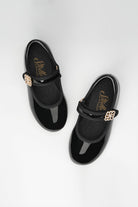 Black tap shoes for girls top view