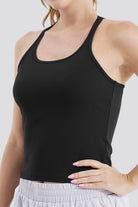 Black sports tank top side view 