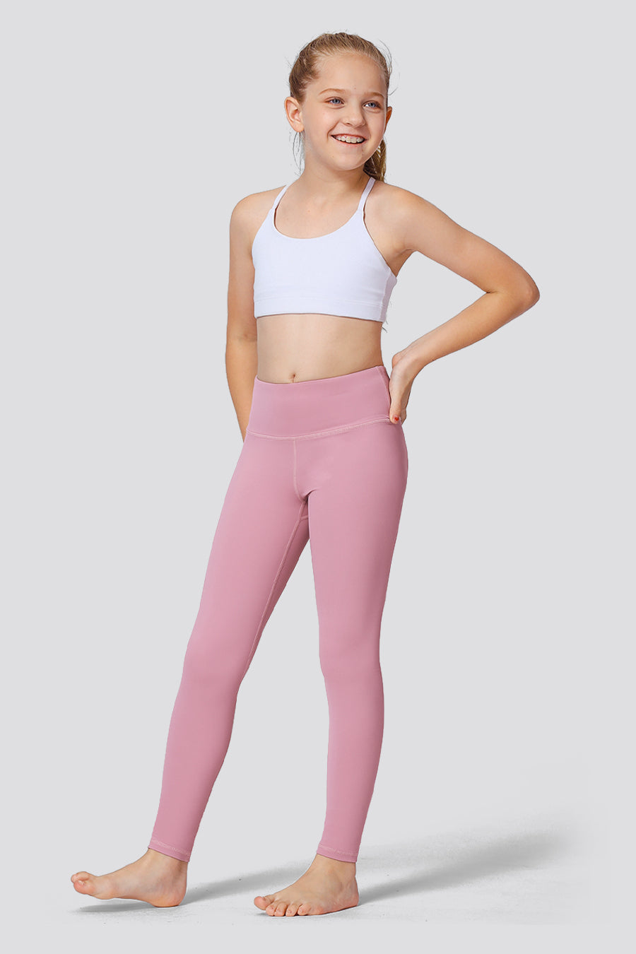 Pink yoga pants front view 