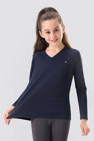 Navy girls long sleeve shirts front view 