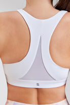 white sports bra back view