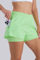 Green shorts with phone pocket