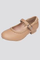 Girls Tan tap dance shoes side view