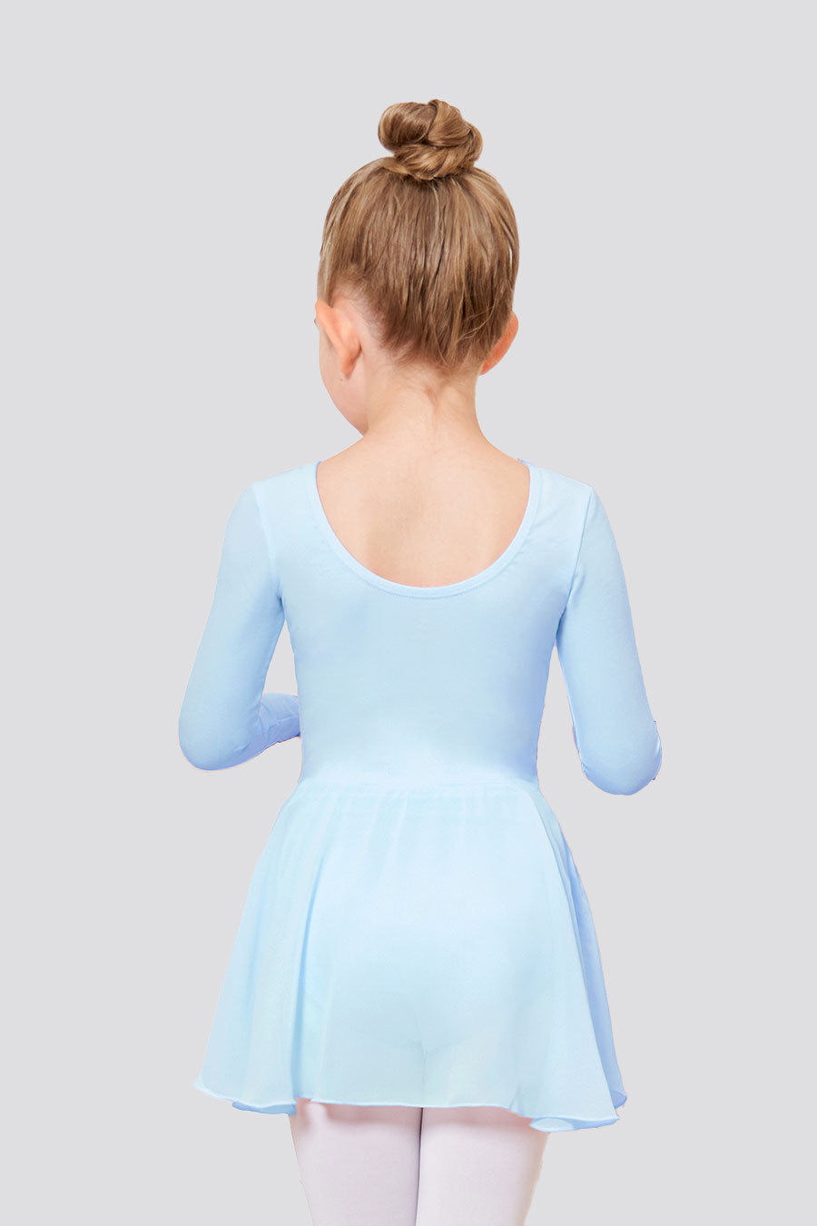 girls long sleeve dance dress blue back view