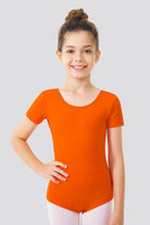 Front view for orange leotard toddler