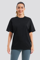 Black womens cotton t-shirts front view 