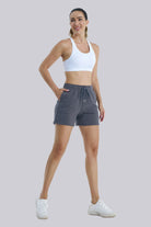 Outfit detail charcoal running shorts women