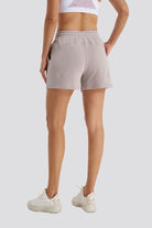 Back view Grey Khaki running shorts women