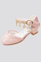 Pink Glitter girl dress shoes side detail