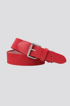 Red kids baseball belt front view