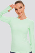 Mint Green thumbhole shirts front view