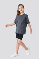 Charcoal girls oversized t-shirt front view