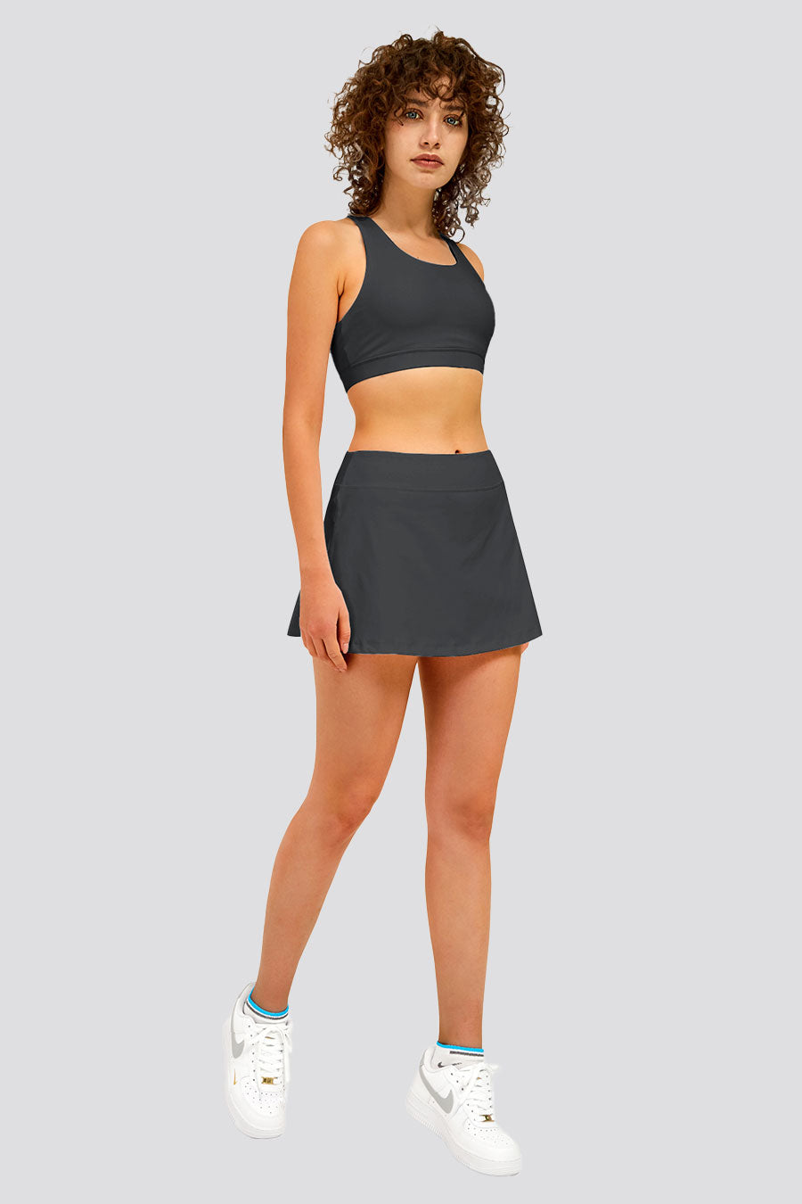 pleated tennis skirt grey full-body