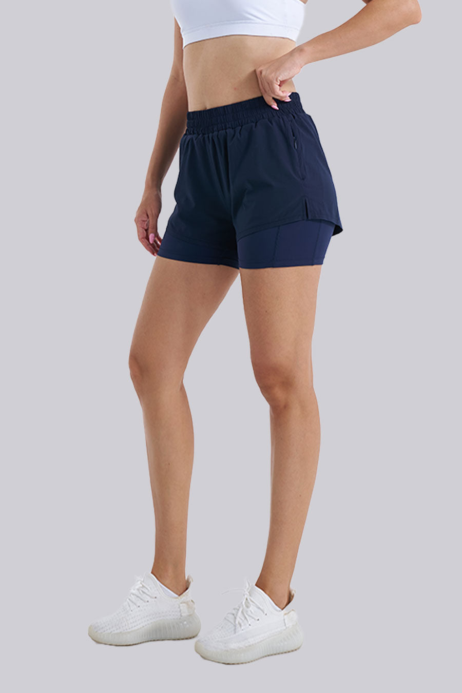 Navy running shorts