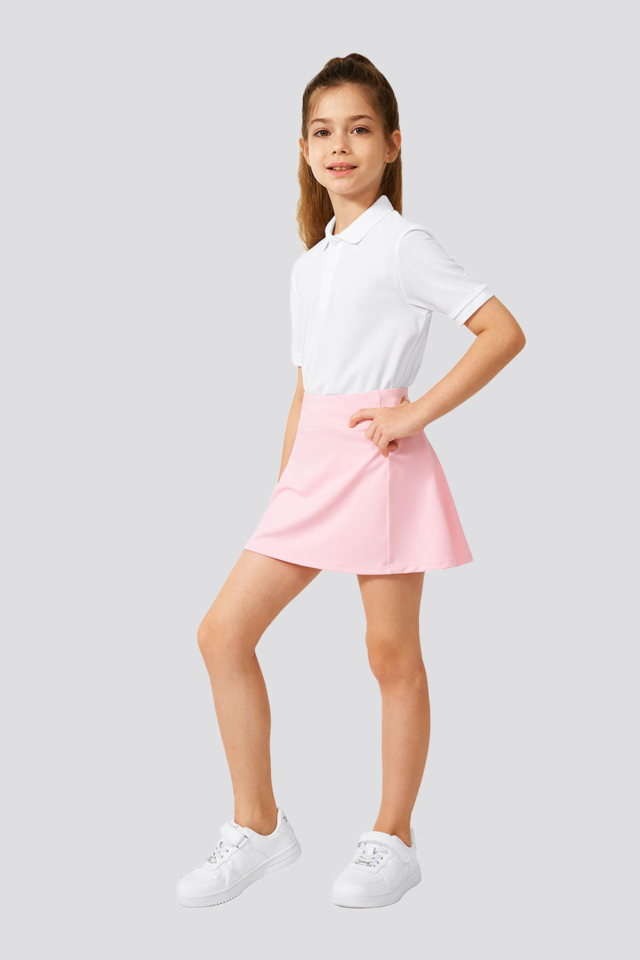 Pink girls tennis skirts full-body