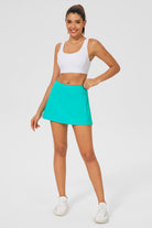 pleated tennis skirt Turquoise front view