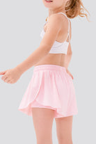 Side view of girls flowy shorts