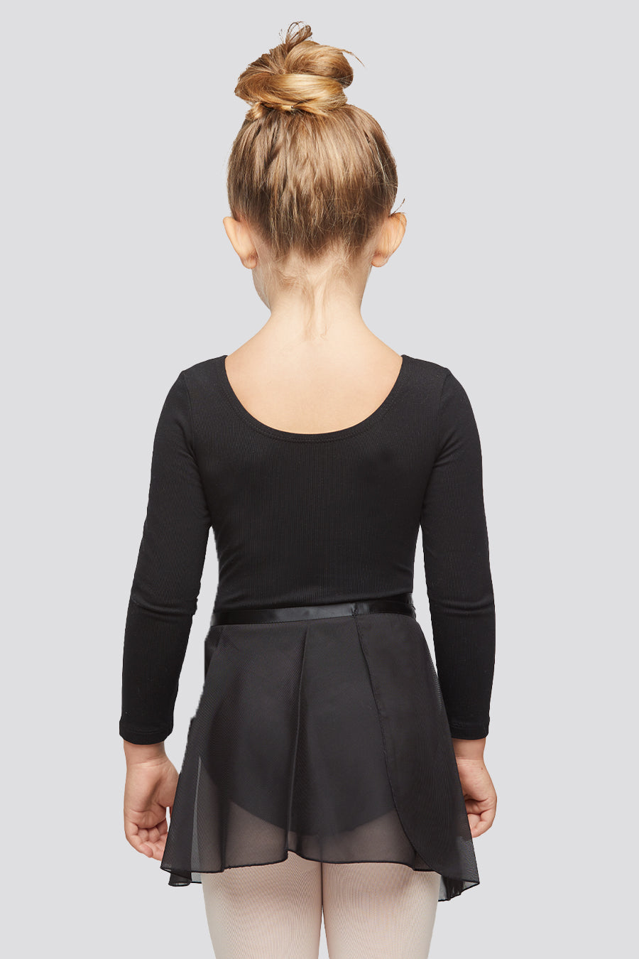 Back view black toddler ballet outfit for girls