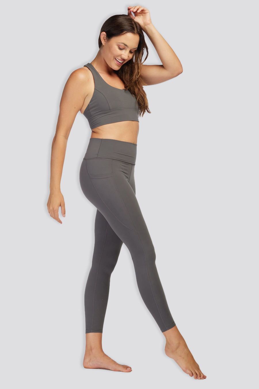 Women Workout Leggings Charcoal side view