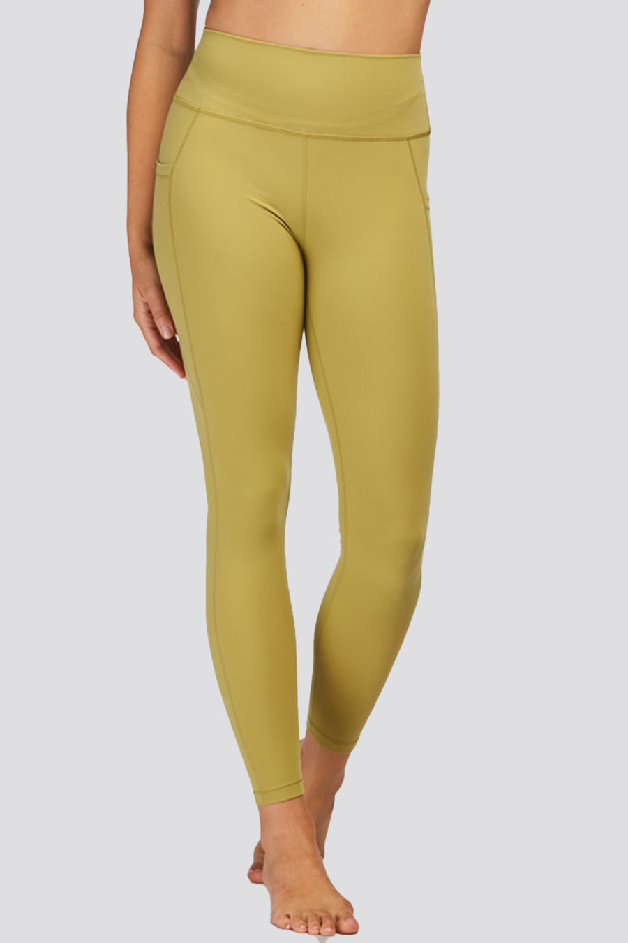 Women Workout Leggings Golden Lime front view