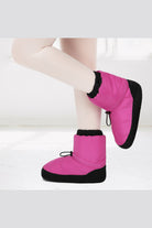 Fuchsia ballet warm up booties side view