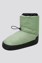 Green ballet warm up booties side view