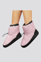 Pink ballet warm up booties side view