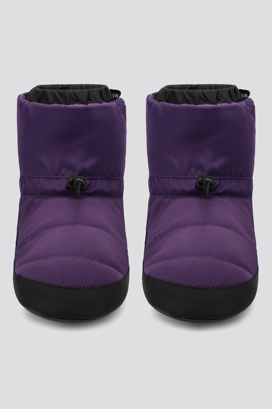 Purple ballet warm up booties front view