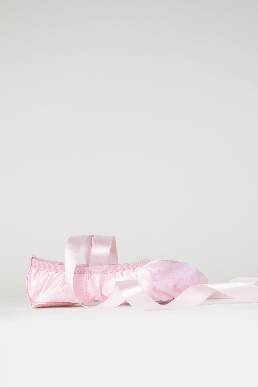 Girl's Satin Ballet Shoes with Ribbon side view