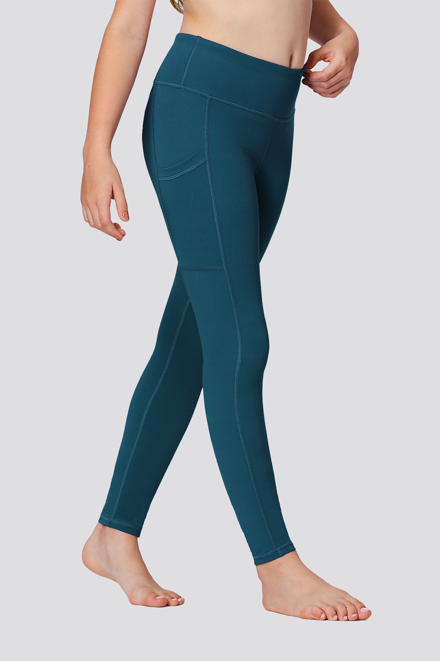 Girls leggings Dark Teal side view