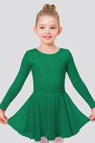 girls long sleeve dance dress green front view