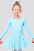 girls long sleeve dance dress blue front view