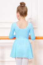 girls long sleeve dance dress blue back view