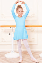 girls long sleeve dance dress blue front view