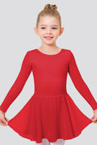 girls long sleeve dance dress red front view