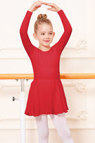 girls long sleeve dance dress red 