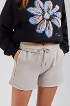 Outfit detail Light Grey comfy shorts for women