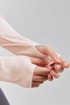 Light Pink thumbhole shirts detail