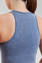 Wash Denim Blue tank tops back view detail