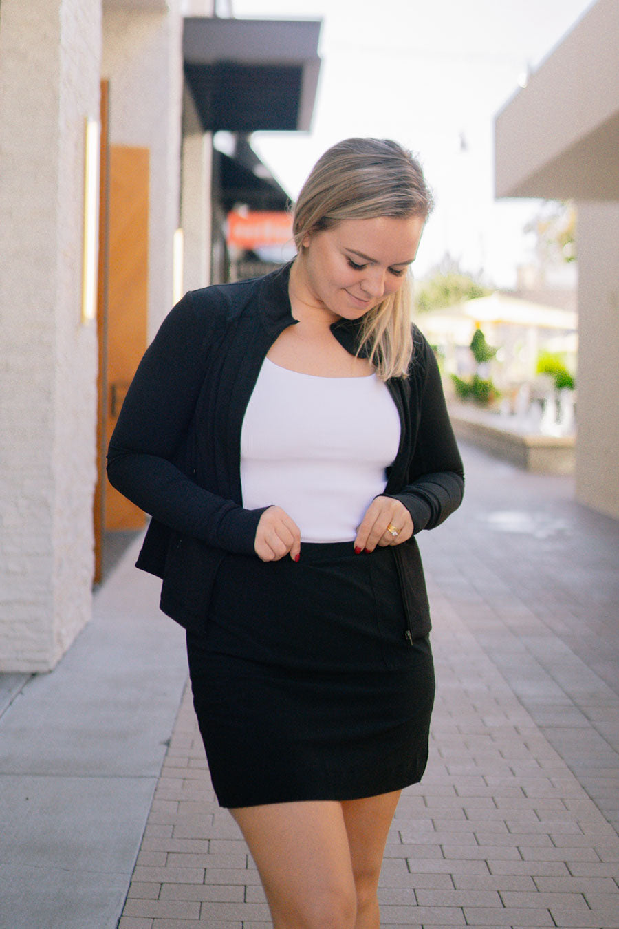 Black sports jacket women front view